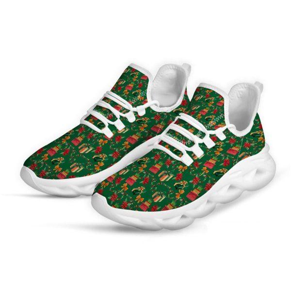 Christmas Shoes, Christmas Running Shoes, Poinsettia Cute Christmas Print Pattern White Max Soul Shoes, Christmas Shoes 2023