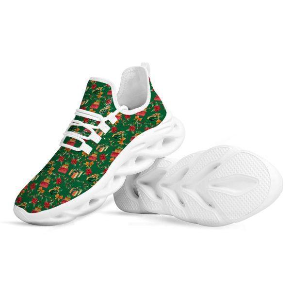 Christmas Shoes, Christmas Running Shoes, Poinsettia Cute Christmas Print Pattern White Max Soul Shoes, Christmas Shoes 2023