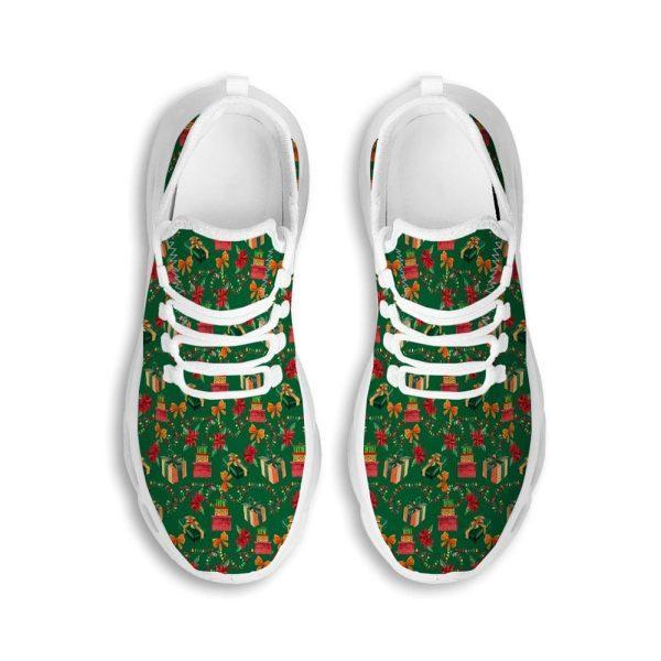 Christmas Shoes, Christmas Running Shoes, Poinsettia Cute Christmas Print Pattern White Max Soul Shoes, Christmas Shoes 2023