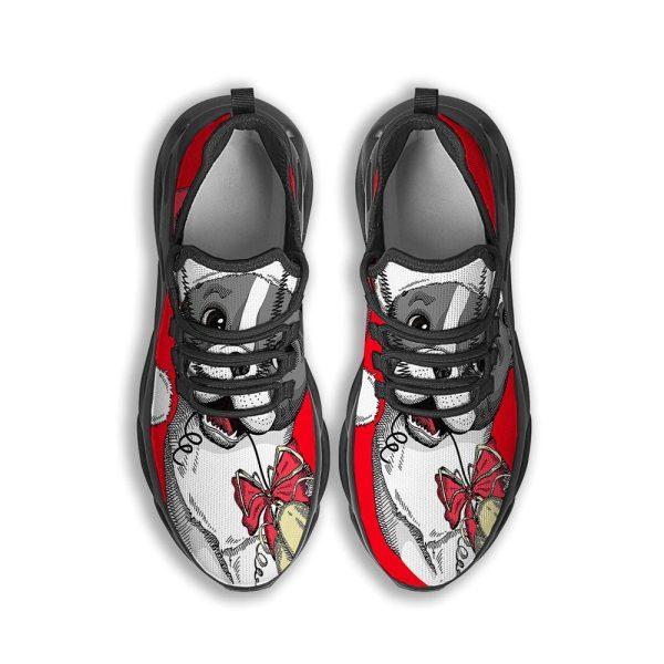 Christmas Shoes, Christmas Running Shoes, Santa Christmas French Bulldog Print Black Max Soul Shoes, Christmas Shoes 2023