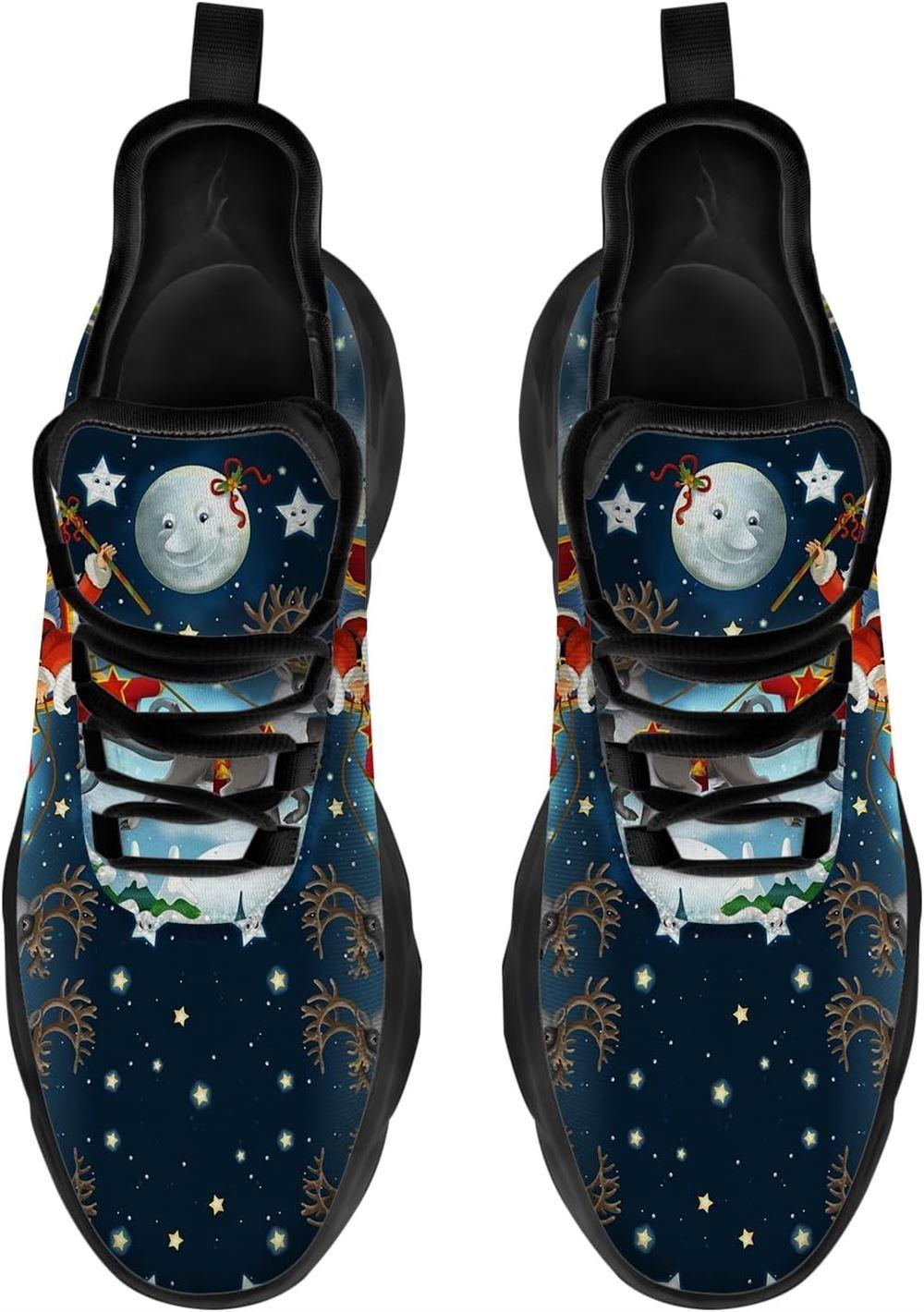 Christmas Shoes, Christmas Running Shoes, Santa Claus And His Reindeer On Christmas Night Max Soul Shoes, Christmas Shoes 2023