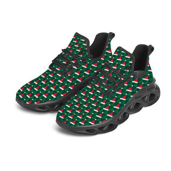 Christmas Shoes, Christmas Running Shoes, Santa Hats Christmas Print Pattern Black Max Soul Shoes, Christmas Shoes 2023