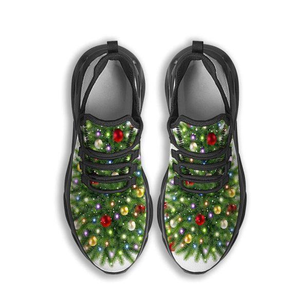 Christmas Shoes, Christmas Running Shoes, Snow And Christmas Tree Print Black Max Soul Shoes, Christmas Shoes 2023