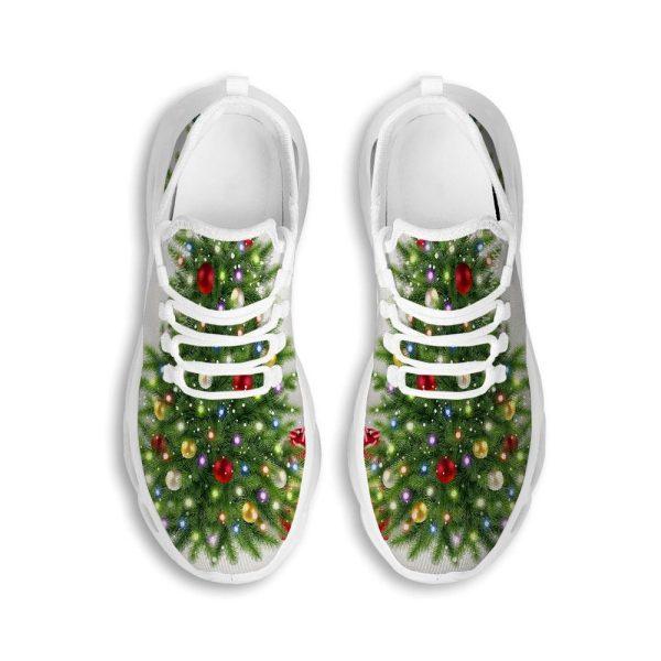 Christmas Shoes, Christmas Running Shoes, Snow And Christmas Tree Print White Max Soul Shoes, Christmas Shoes 2023