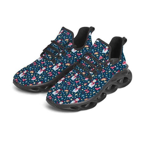 Christmas Shoes, Christmas Running Shoes, Snowman Christmas Print Pattern Black Max Soul Shoes, Christmas Shoes 2023