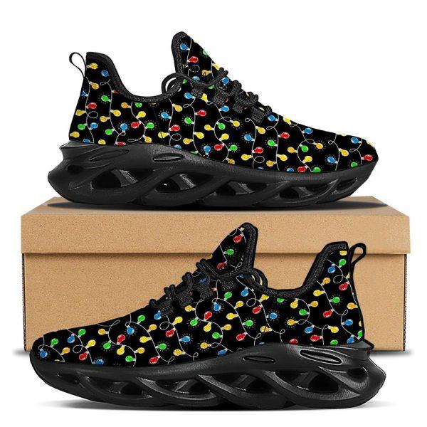 Christmas Shoes, Christmas Running Shoes, String Lights Colorful Christmas Print Black Max Soul Shoes, Christmas Shoes 2023