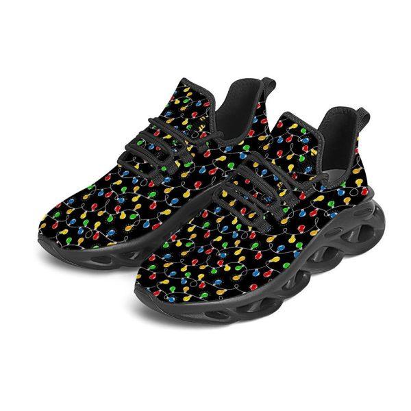 Christmas Shoes, Christmas Running Shoes, String Lights Colorful Christmas Print Black Max Soul Shoes, Christmas Shoes 2023