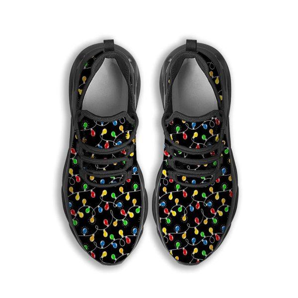 Christmas Shoes, Christmas Running Shoes, String Lights Colorful Christmas Print Black Max Soul Shoes, Christmas Shoes 2023