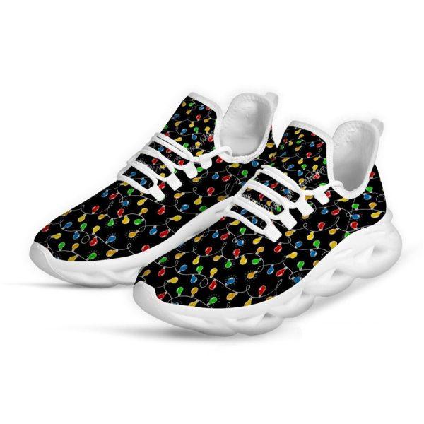 Christmas Shoes, Christmas Running Shoes, String Lights Colorful Christmas Print White Max Soul Shoes, Christmas Shoes 2023