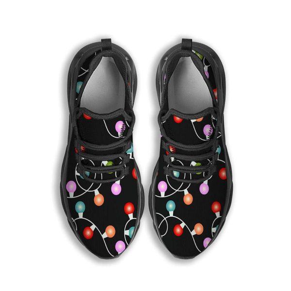 Christmas Shoes, Christmas Running Shoes, String Lights LED Christmas Print Black Max Soul Shoes, Christmas Shoes 2023