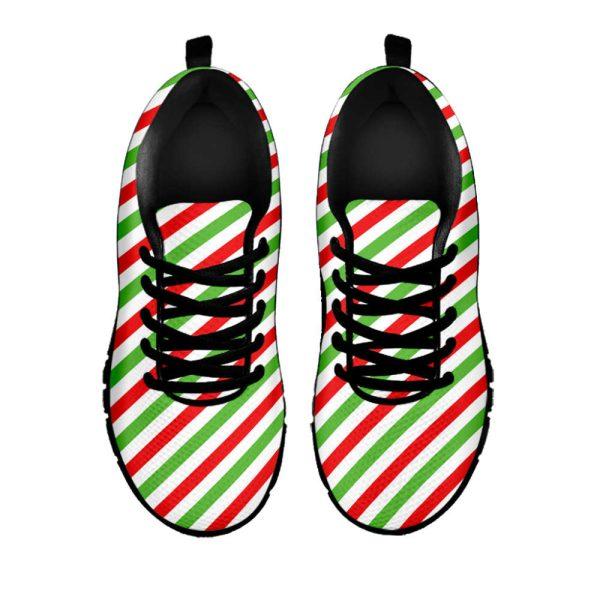 Christmas Sneaker, Christmas Candy Cane Striped Print Running Shoes, Christmas Shoes, Christmas Running Shoes, Christmas Shoes 2023