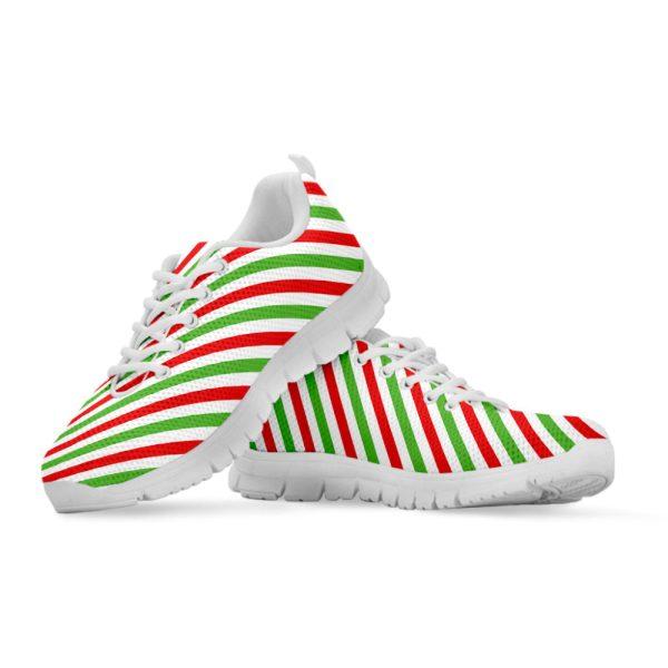 Christmas Sneaker, Christmas Candy Cane Striped Print Running Shoes, Christmas Shoes, Christmas Running Shoes, Christmas Shoes 2023