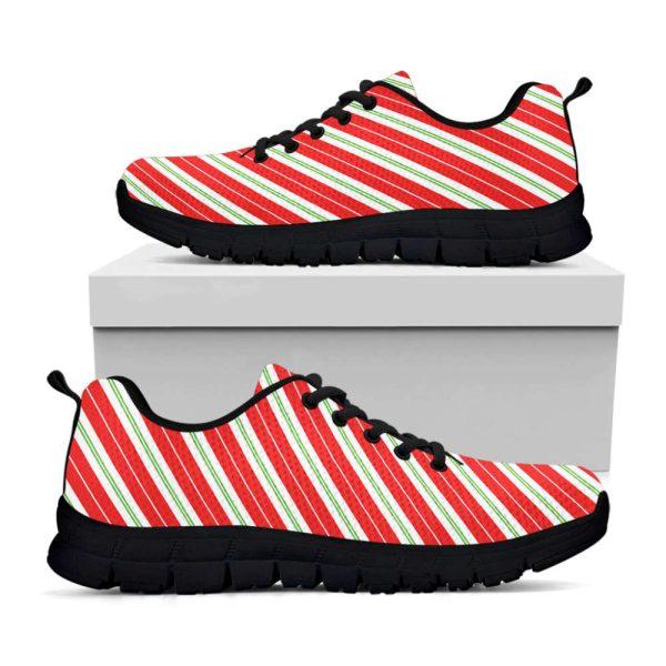 Christmas Sneaker, Christmas Candy Cane Stripes Print Running Shoes, Christmas Shoes, Christmas Running Shoes, Christmas Shoes 2023