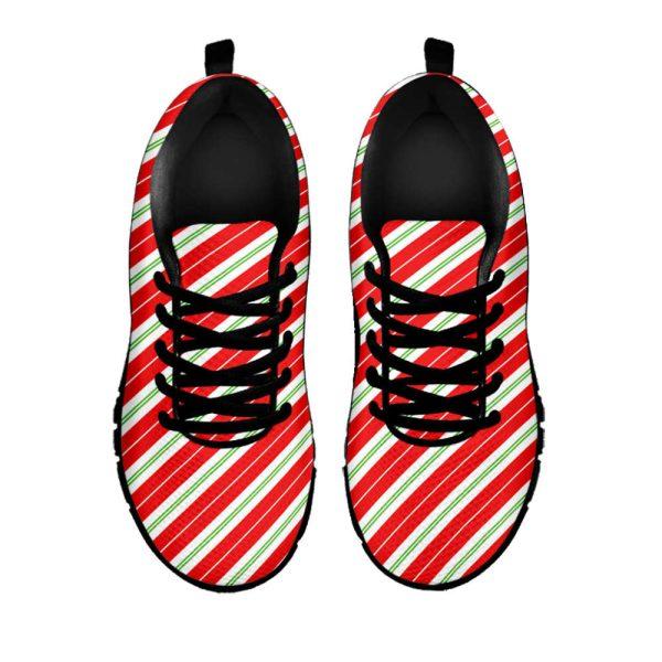 Christmas Sneaker, Christmas Candy Cane Stripes Print Running Shoes, Christmas Shoes, Christmas Running Shoes, Christmas Shoes 2023