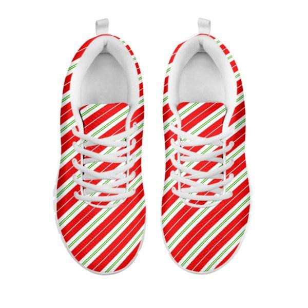 Christmas Sneaker, Christmas Candy Cane Stripes Print Running Shoes, Christmas Shoes, Christmas Running Shoes, Christmas Shoes 2023