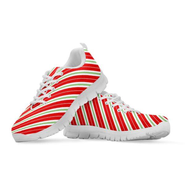 Christmas Sneaker, Christmas Candy Cane Stripes Print Running Shoes, Christmas Shoes, Christmas Running Shoes, Christmas Shoes 2023