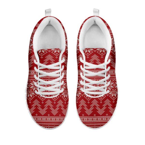 Christmas Sneaker, Christmas Festive Knitted Pattern Print Running Shoes, Christmas Shoes, Christmas Running Shoes, Christmas Shoes 2023