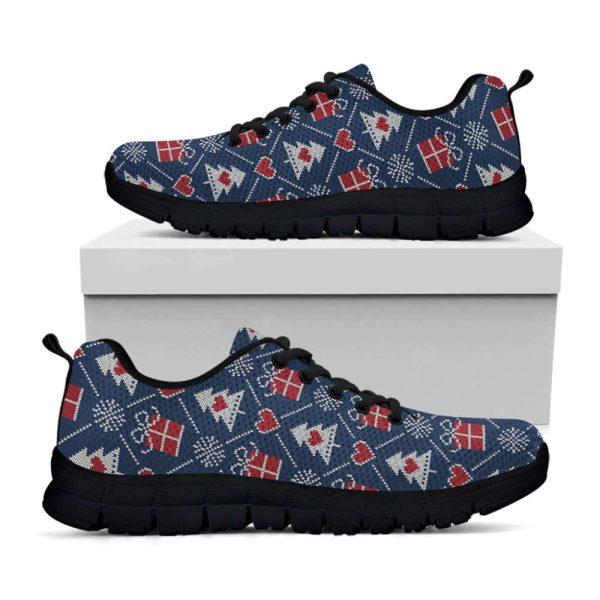 Christmas Sneaker, Christmas Gift Knitted Pattern Print Running Shoes, Christmas Shoes, Christmas Running Shoes, Christmas Shoes 2023