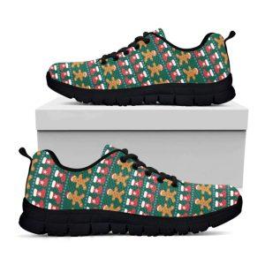 Christmas Sneaker, Christmas Gingerbread Man Pattern Print Running Shoes, Christmas Shoes, Christmas Running Shoes, Christmas Shoes 2023