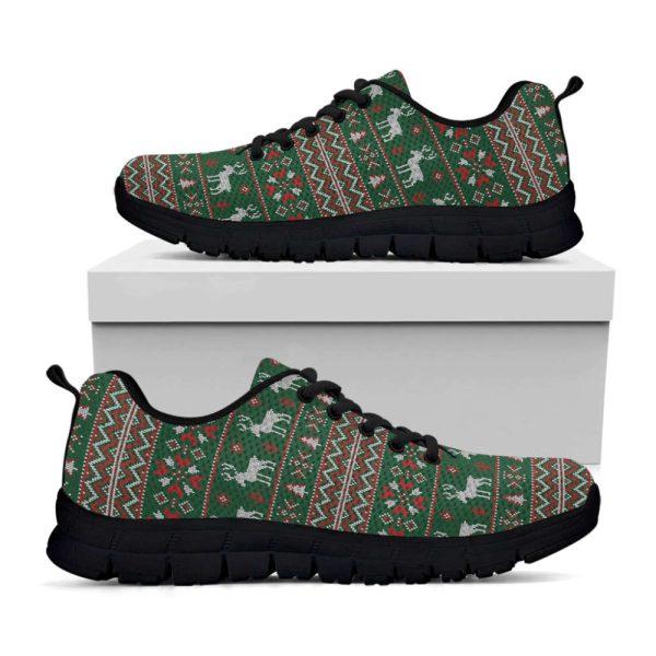 Christmas Sneaker, Christmas Holiday Knitted Pattern Print Running Shoes, Christmas Shoes, Christmas Running Shoes, Christmas Shoes 2023