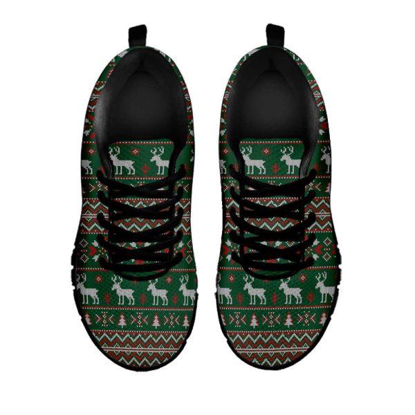 Christmas Sneaker, Christmas Holiday Knitted Pattern Print Running Shoes, Christmas Shoes, Christmas Running Shoes, Christmas Shoes 2023