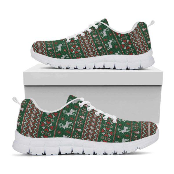 Christmas Sneaker, Christmas Holiday Knitted Pattern Print Running Shoes, Christmas Shoes, Christmas Running Shoes, Christmas Shoes 2023