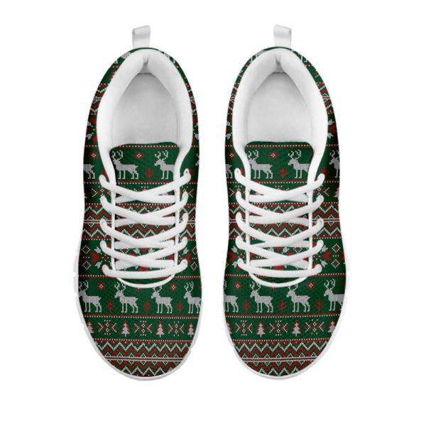 Christmas Sneaker, Christmas Holiday Knitted Pattern Print Running Shoes, Christmas Shoes, Christmas Running Shoes, Christmas Shoes 2023