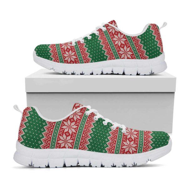 Christmas Sneaker, Christmas Knitted Pattern Print Running Shoes, Christmas Shoes, Christmas Running Shoes, Christmas Shoes 2023