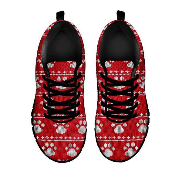 Christmas Sneaker, Christmas Paw Knitted Pattern Print Running Shoes, Christmas Shoes, Christmas Running Shoes, Christmas Shoes 2023