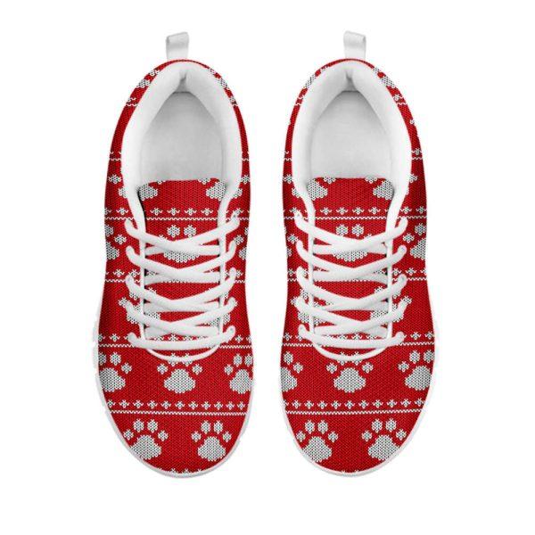 Christmas Sneaker, Christmas Paw Knitted Pattern Print Running Shoes, Christmas Shoes, Christmas Running Shoes, Christmas Shoes 2023