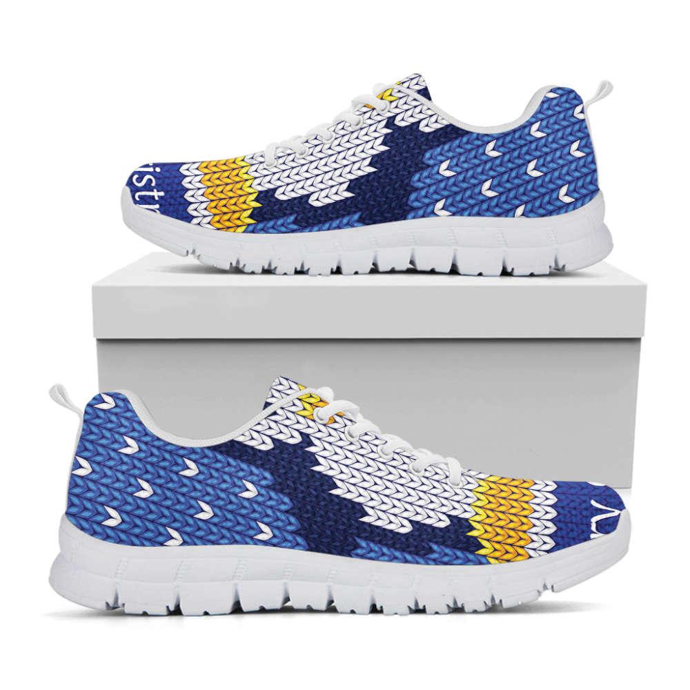 Christmas Sneaker, Christmas Penguin Knitted Print Running Shoes, Christmas Shoes, Christmas Running Shoes, Christmas Shoes 2023