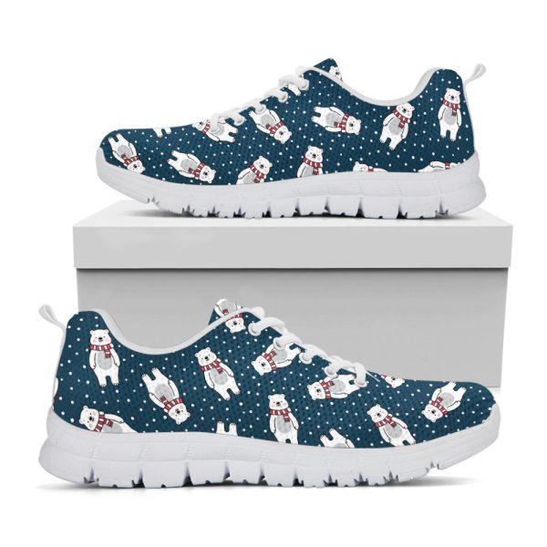 Christmas Sneaker, Christmas Polar Bear Pattern Print Running Shoes, Christmas Shoes, Christmas Running Shoes, Christmas Shoes 2023
