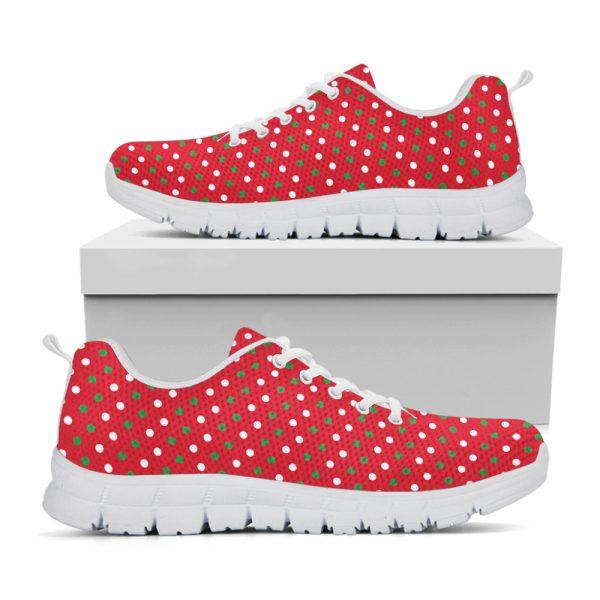 Christmas Sneaker, Christmas Polka Dot Pattern Print Running Shoes, Christmas Shoes, Christmas Running Shoes, Christmas Shoes 2023