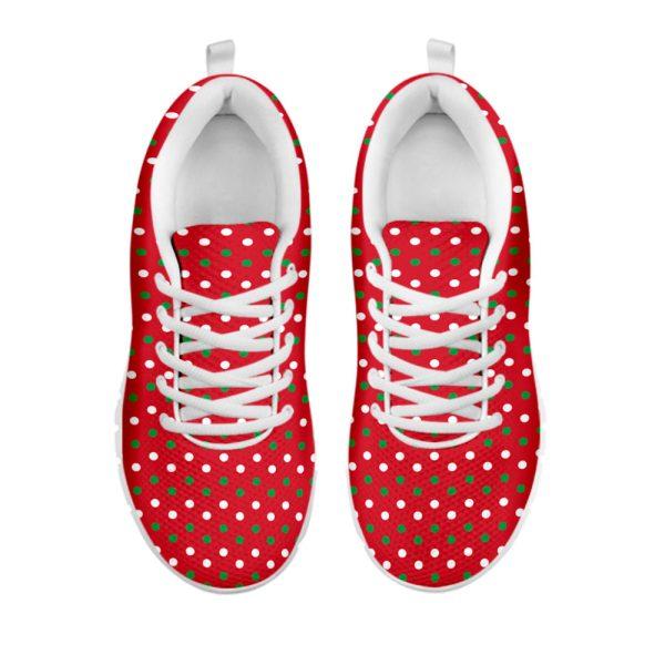 Christmas Sneaker, Christmas Polka Dot Pattern Print Running Shoes, Christmas Shoes, Christmas Running Shoes, Christmas Shoes 2023