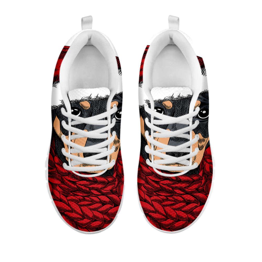 Christmas Sneaker, Christmas Santa Dachshund Print Running Shoes, Christmas Shoes, Christmas Running Shoes, Christmas Shoes 2023