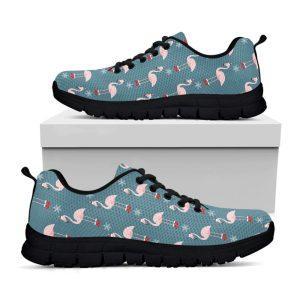 Christmas Sneaker, Christmas Snowy Flamingo Pattern Print…