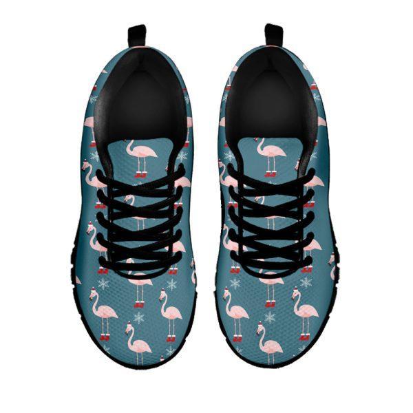 Christmas Sneaker, Christmas Snowy Flamingo Pattern Print Running Shoes, Christmas Shoes, Christmas Running Shoes, Christmas Shoes 2023