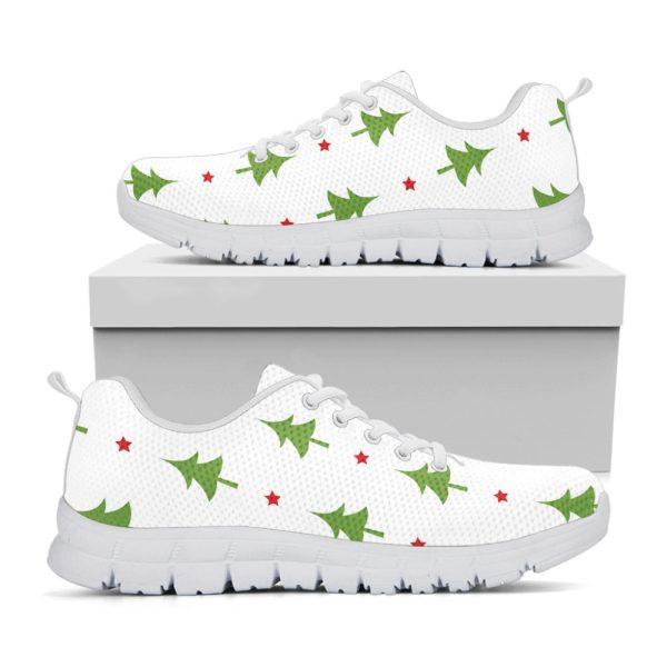 Christmas Sneaker, Christmas Tree And Star Pattern Print Running Shoes, Christmas Shoes, Christmas Running Shoes, Christmas Shoes 2023