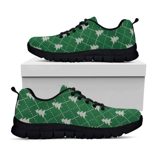 Christmas Sneaker, Christmas Tree Knitted Pattern Print Running Shoes, Christmas Shoes, Christmas Running Shoes, Christmas Shoes 2023