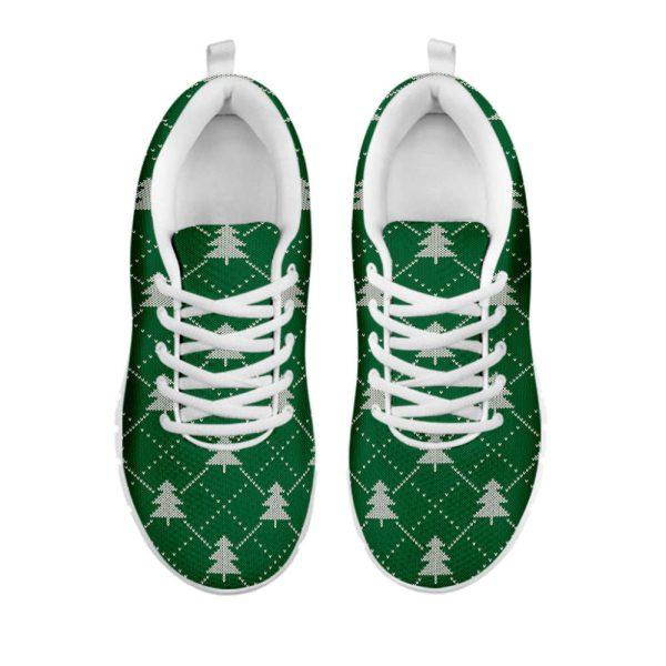 Christmas Sneaker, Christmas Tree Knitted Pattern Print Running Shoes, Christmas Shoes, Christmas Running Shoes, Christmas Shoes 2023