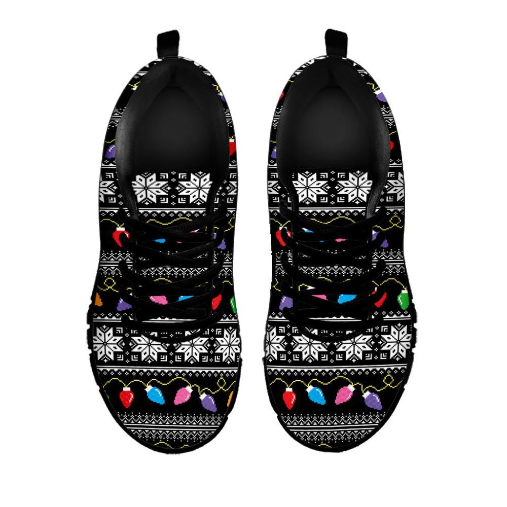 Christmas Sneaker, Christmas Tree Lights Print Running Shoes, Christmas Shoes, Christmas Running Shoes, Christmas Shoes 2023