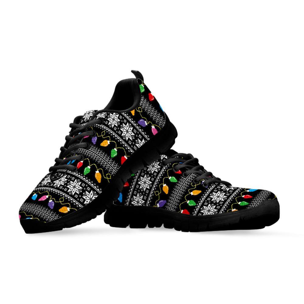 Christmas Sneaker, Christmas Tree Lights Print Running Shoes, Christmas Shoes, Christmas Running Shoes, Christmas Shoes 2023