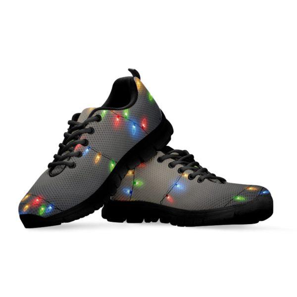 Christmas Sneaker, Colorful Christmas String Lights Print Running Shoes, Christmas Shoes, Christmas Running Shoes, Christmas Shoes 2023
