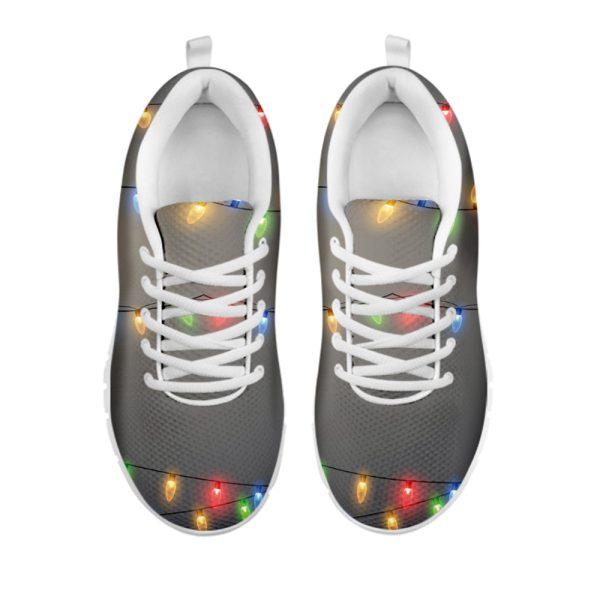 Christmas Sneaker, Colorful Christmas String Lights Print Running Shoes, Christmas Shoes, Christmas Running Shoes, Christmas Shoes 2023