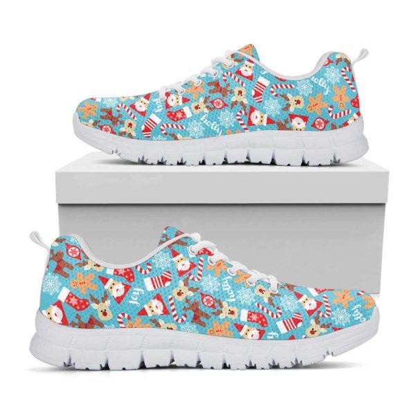 Christmas Sneaker, Cute Christmas Elements Pattern Print Running Shoes, Christmas Shoes, Christmas Running Shoes, Christmas Shoes 2023