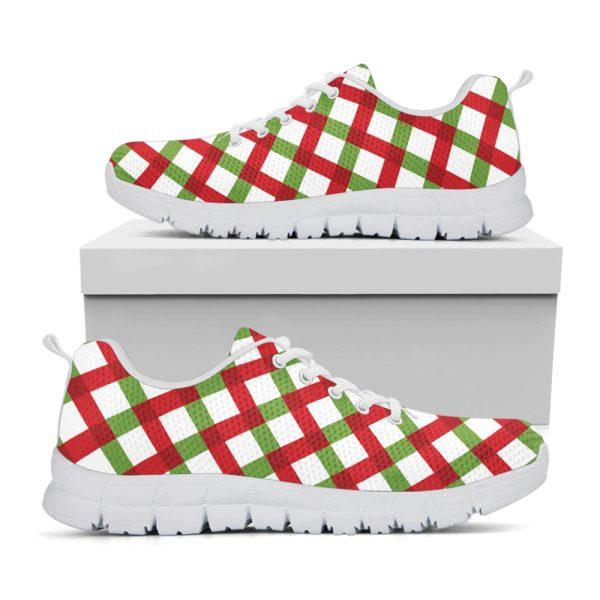 Christmas Sneaker, Merry Christmas Checkered Pattern Print Running Shoes, Christmas Shoes, Christmas Running Shoes, Christmas Shoes 2023