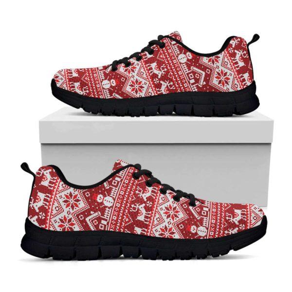 Christmas Sneaker, Merry Christmas Knitted Pattern Print Running Shoes, Christmas Shoes, Christmas Running Shoes, Christmas Shoes 2023