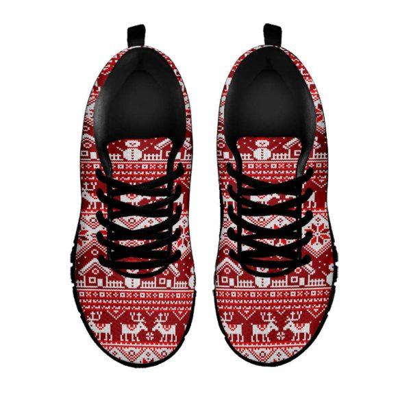 Christmas Sneaker, Merry Christmas Knitted Pattern Print Running Shoes, Christmas Shoes, Christmas Running Shoes, Christmas Shoes 2023