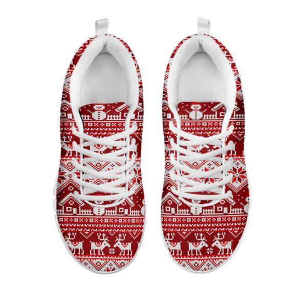 Christmas Sneaker, Merry Christmas Knitted Pattern Print Running Shoes, Christmas Shoes, Christmas Running Shoes, Christmas Shoes 2023