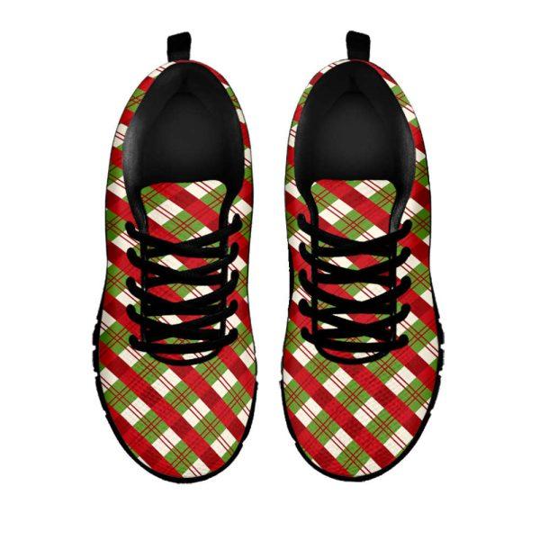 Christmas Sneaker, Merry Christmas Plaid Pattern Print Running Shoes, Christmas Shoes, Christmas Running Shoes, Christmas Shoes 2023